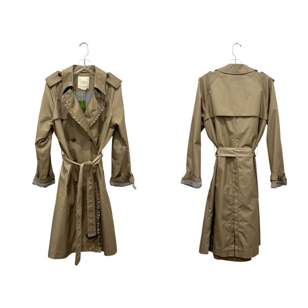 NWT $498 KATE SPADE Ruffle Trim trench coat - Picture 5 of 9